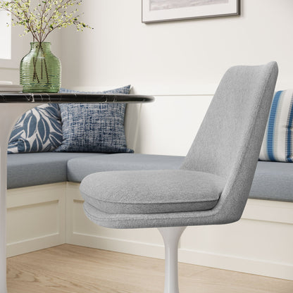 Lippa Swivel Dining Upholstered Side Chair gray fabric with pedestal base by Modway on Tampa Home & Garden Store