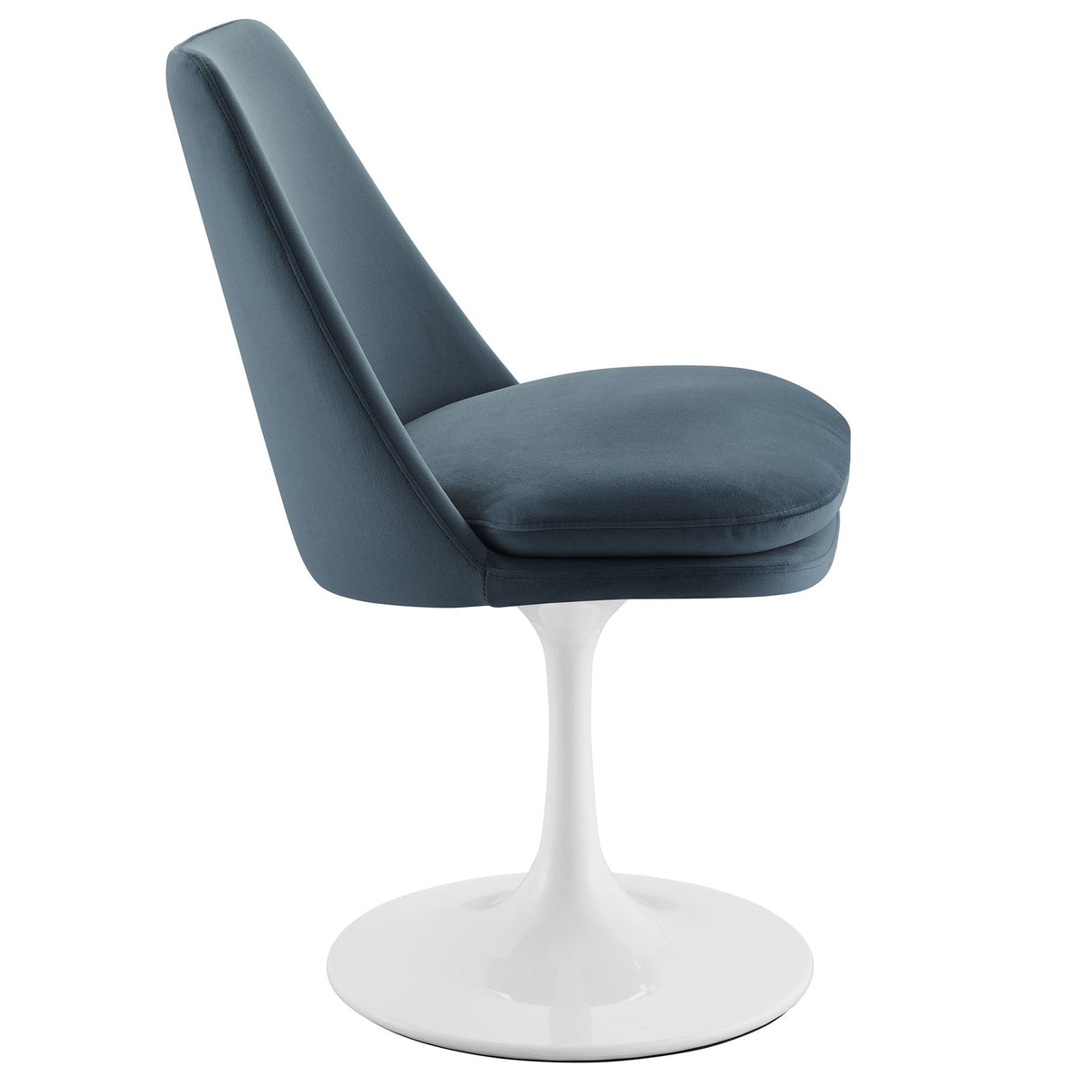Lippa Swivel Dining Velvet Side Chair by Modway in blue with white tulip pedestal base on Tampa Home & Garden Store
