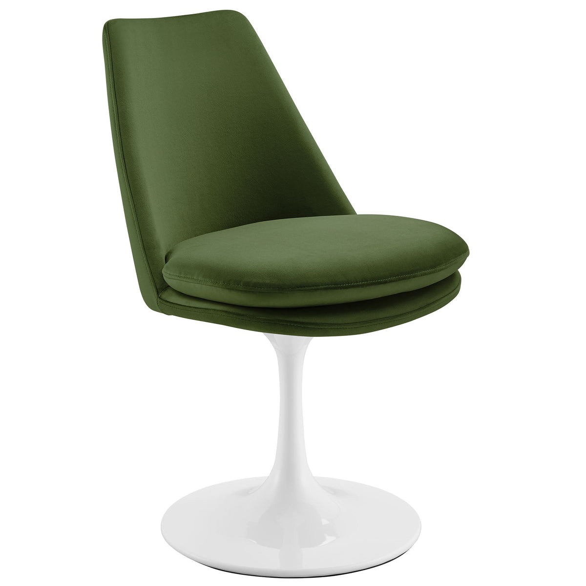 Lippa Swivel Dining Velvet Side Chair in green with white pedestal base on Tampa Home & Garden Store