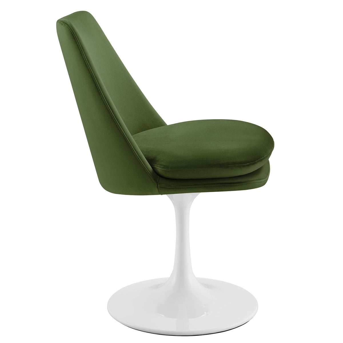 Lippa Swivel Dining Performance Velvet Chair in green with white tulip base by Modway on Tampa Home & Garden Store