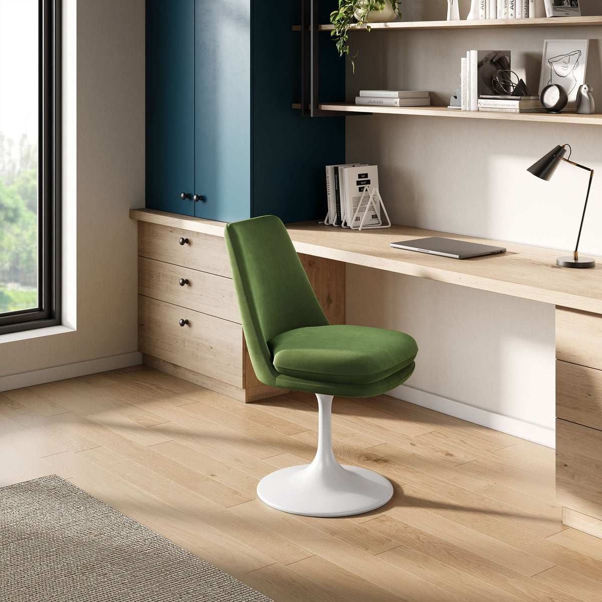 Lippa green velvet swivel dining chair by Modway, modern office seating on Tampa Home & Garden Store