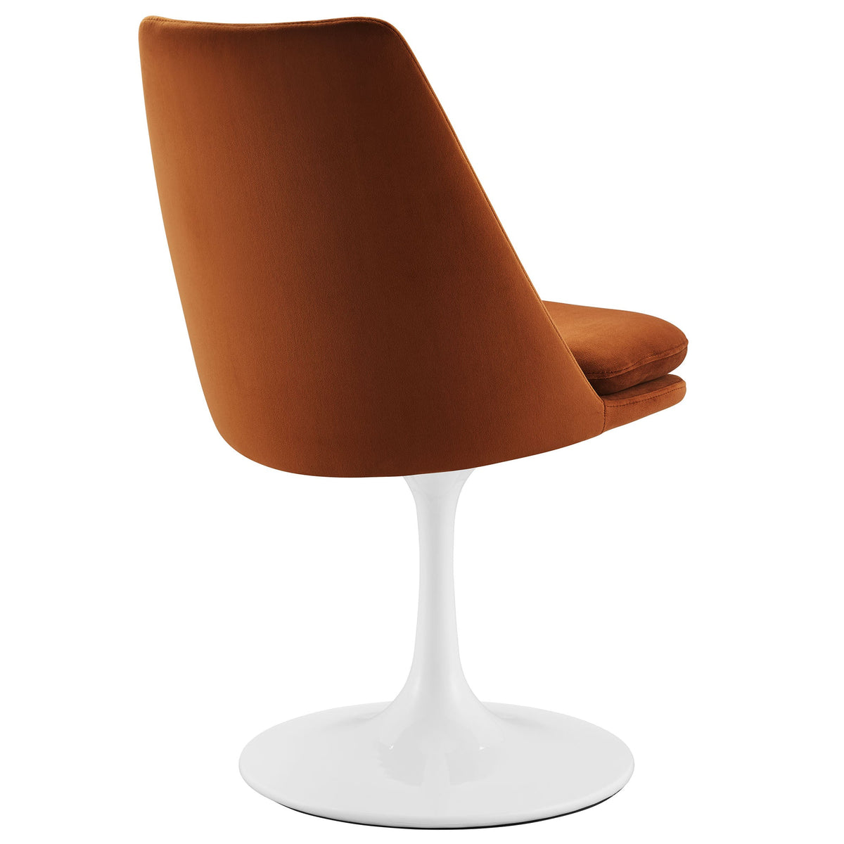 Lippa Swivel Velvet Dining Side Chair by Modway in burnt orange velvet with white tulip base on Tampa Home & Garden Store