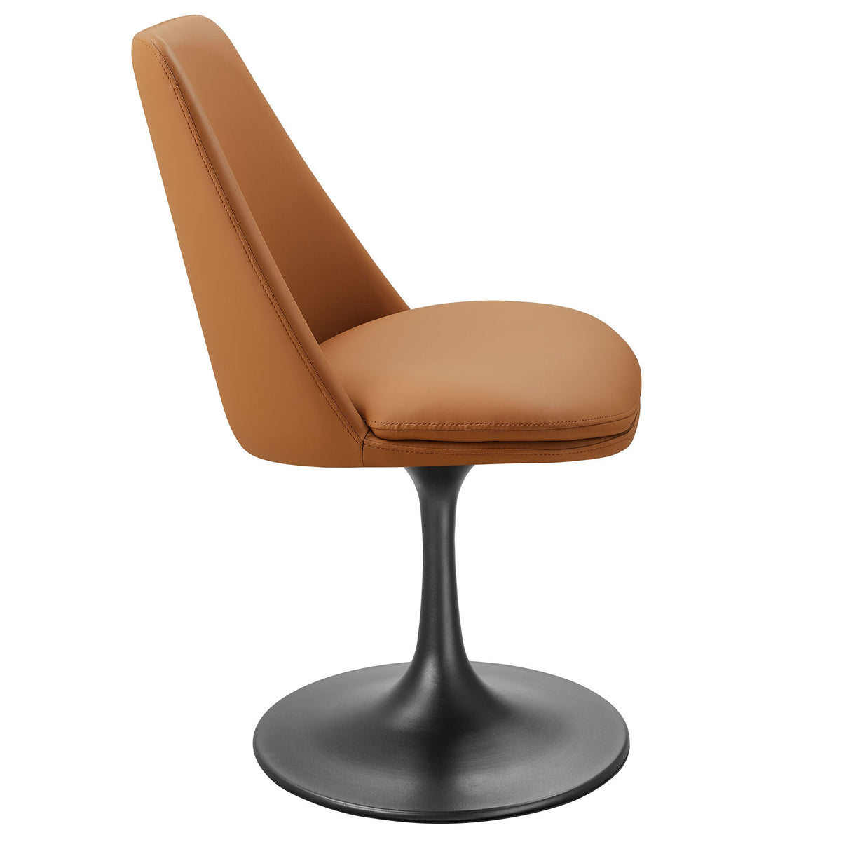 Lippa Swivel Dining Vegan Leather Side Chair in tan with black pedestal base by Modway on Tampa Home & Garden Store