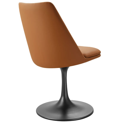 Lippa Swivel Dining Chair vegan leather tan with black base Modway on Tampa Home & Garden Store