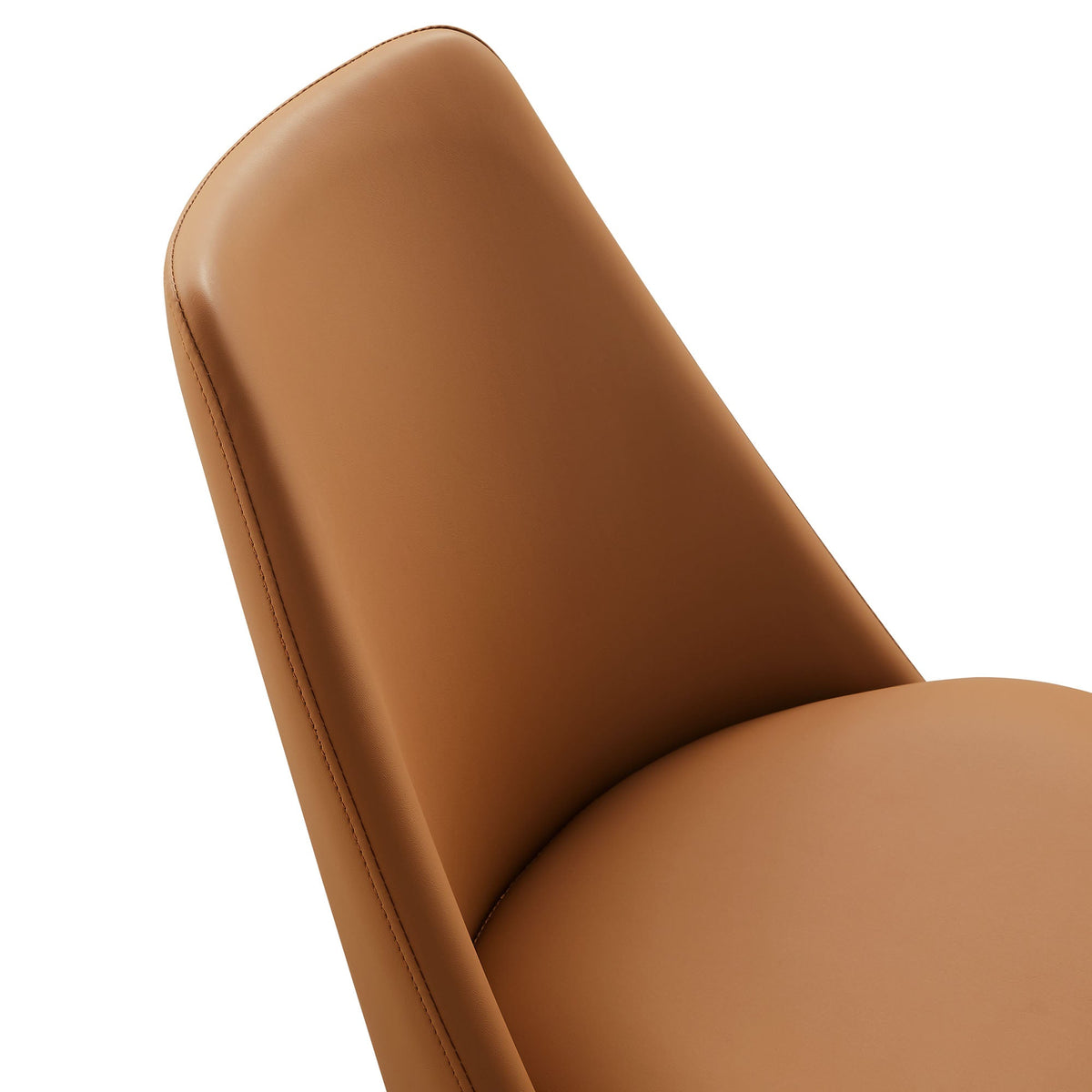 Lippa Swivel Dining Chair vegan leather tan with visible stitch seams on Tampa Home & Garden Store