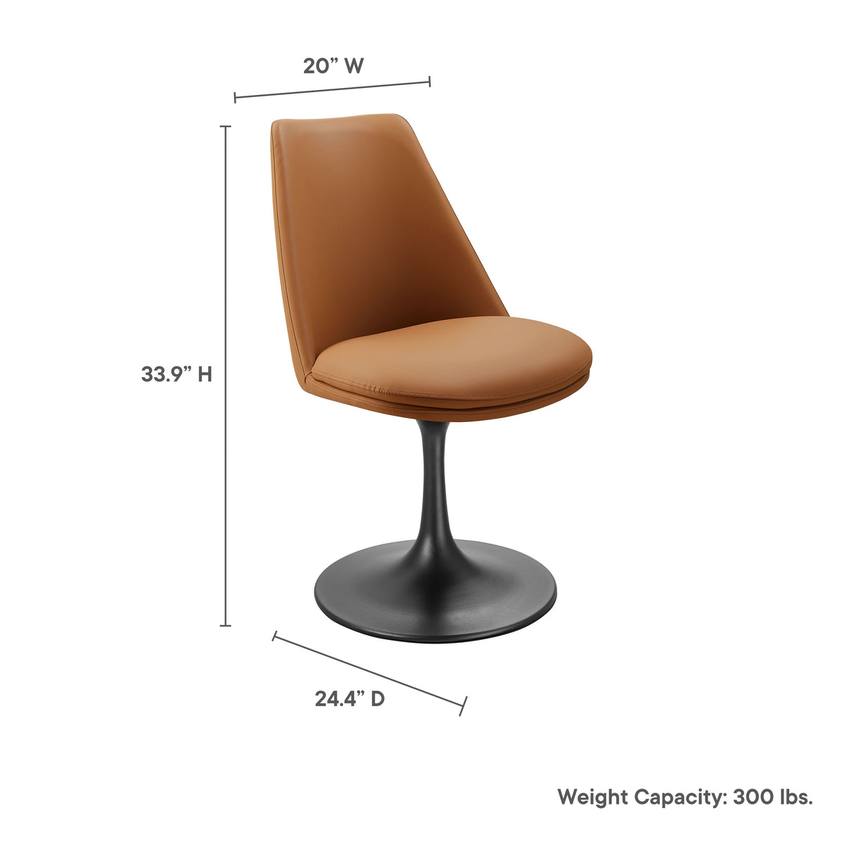 Lippa swivel dining chair tan vegan leather by Modway on Tampa Home & Garden Store
