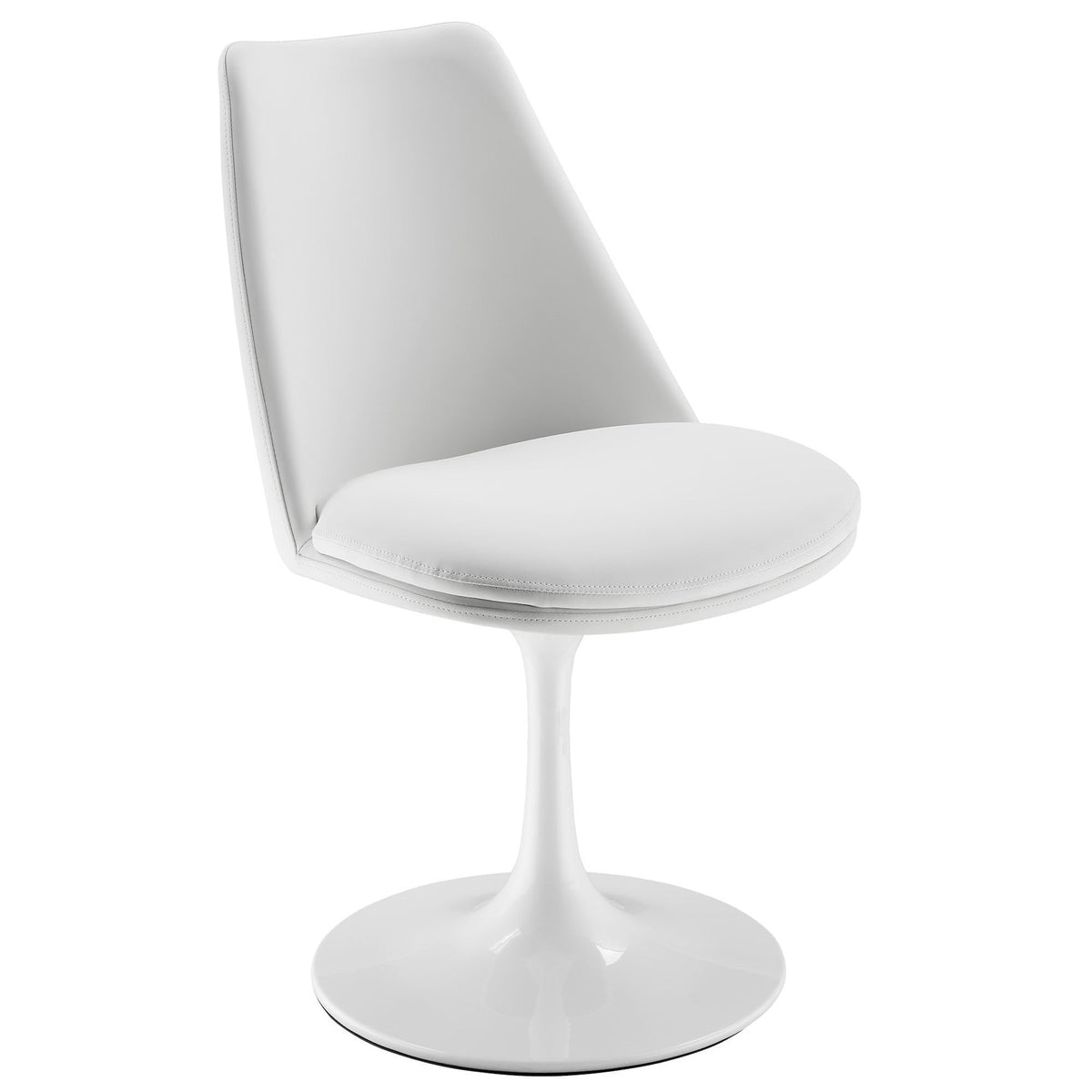 Lippa Swivel Dining Vegan Leather Side Chair white vegan leather with tulip base by Modway on Tampa Home & Garden Store