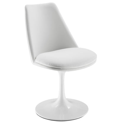 Lippa Swivel Dining Vegan Leather Side Chair white vegan leather with tulip base by Modway on Tampa Home & Garden Store