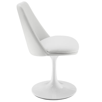 Lippa Swivel Dining Chair white vegan leather with tulip base by Modway on Tampa Home & Garden Store
