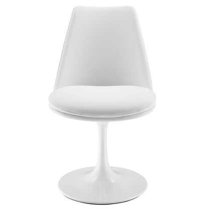 Lippa Swivel Dining Chair white vegan leather Side Chair with curved back and pedestal base on Tampa Home & Garden Store