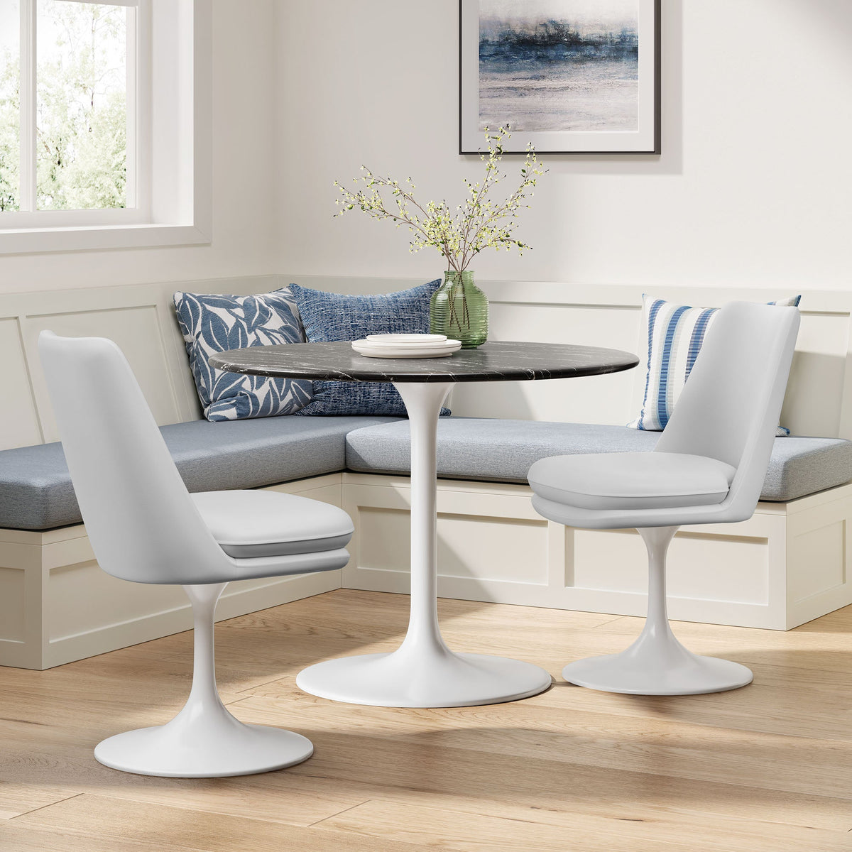 Lippa Swivel Dining Vegan Leather Side Chair by Modway, white, modern dining chair on Tampa Home & Garden Store