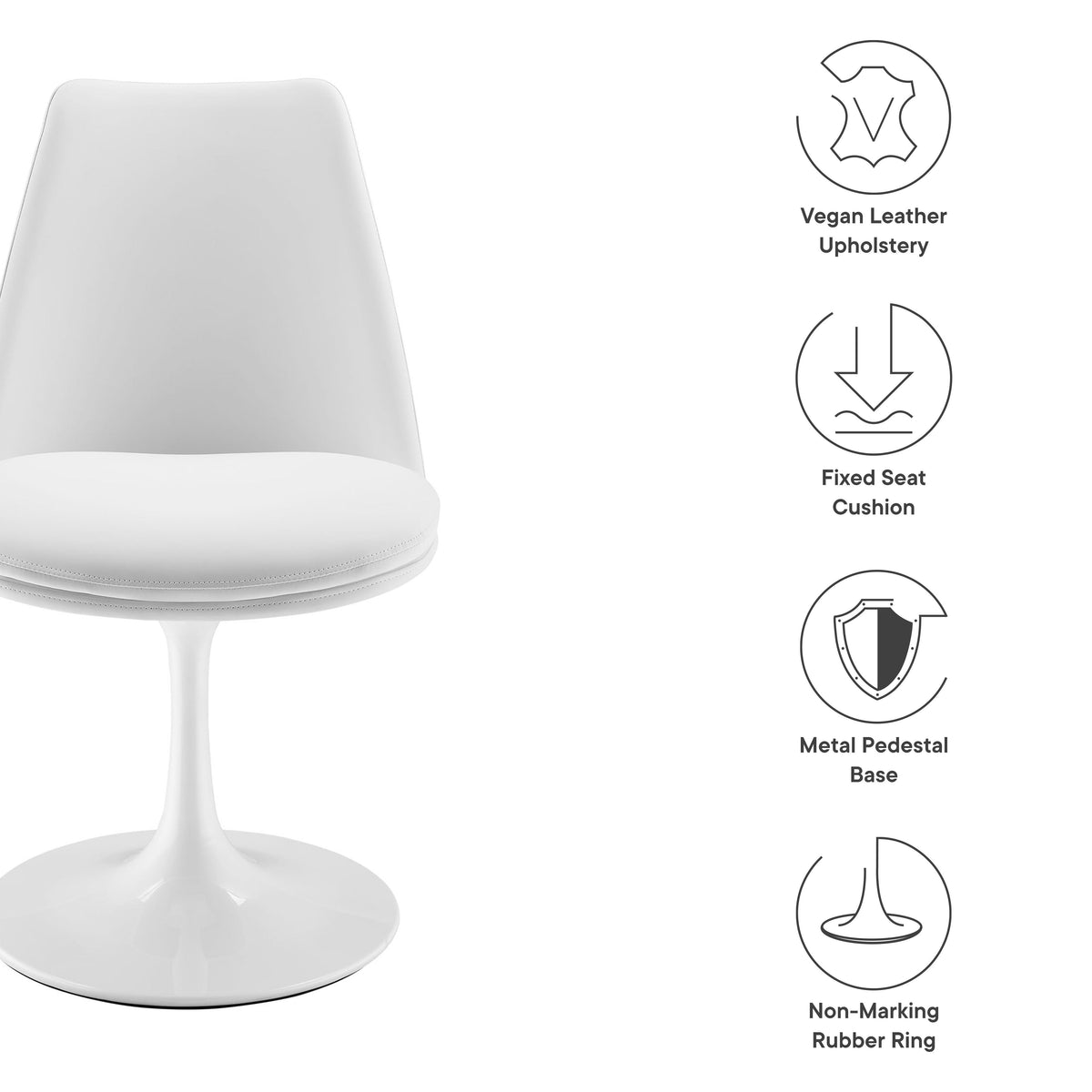 Lippa Swivel Dining Chair white vegan leather upholstery on Tampa Home & Garden Store