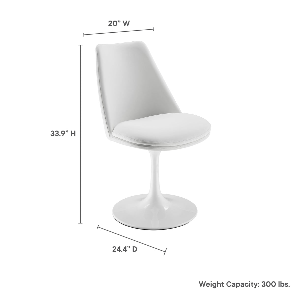 Lippa Swivel Dining Vegan Leather Side Chair white by Modway on Tampa Home & Garden Store