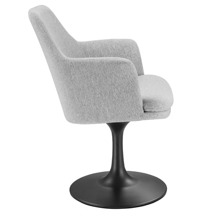 Lippa Swivel Dining Upholstered Armchair by Modway, gray fabric, black pedestal base on Tampa Home & Garden Store