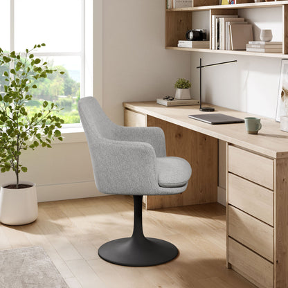 Lippa Swivel Dining Upholstered Armchair in fabric with black pedestal base HouseOfZazla on Tampa Home & Garden Store