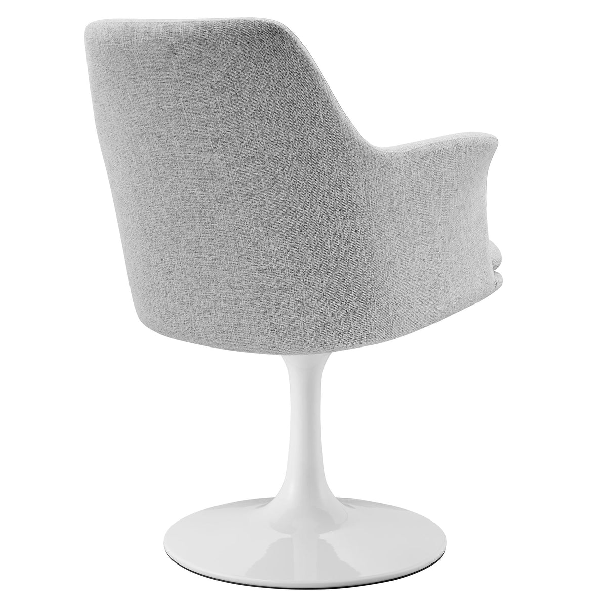 Lippa Swivel Dining Upholstered Armchair by Modway gray fabric, white pedestal base on Tampa Home & Garden Store