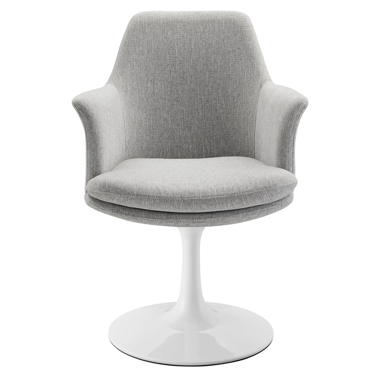 Lippa swivel dining upholstered armchair gray fabric with white pedestal base by Modway on Tampa Home & Garden Store