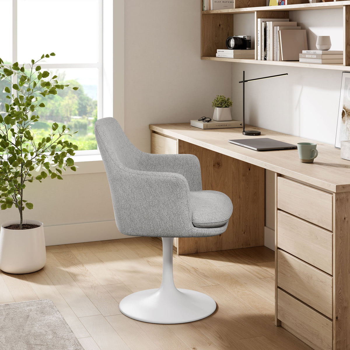 Lippa Swivel Dining Upholstered Armchair by Modway in light gray fabric on Tampa Home & Garden Store