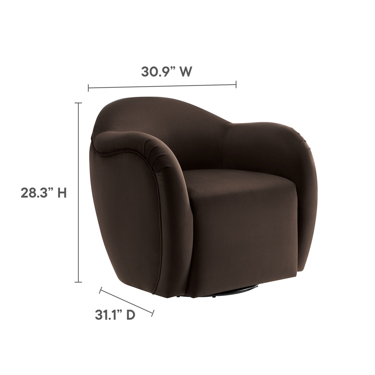 Compose Performance Velvet Swivel Armchair brown velvet with curved arms by Modway on Tampa Home & Garden Store