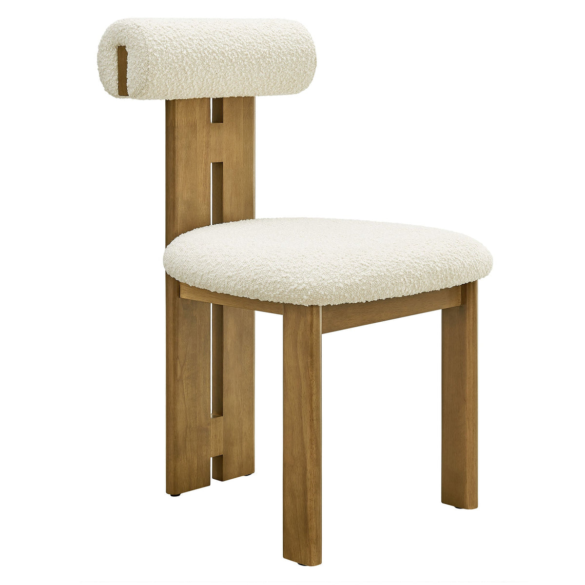 Torian Boucle Dining Chairs set of 2, cream boucle fabric with wooden legs on Tampa Home & Garden Store
