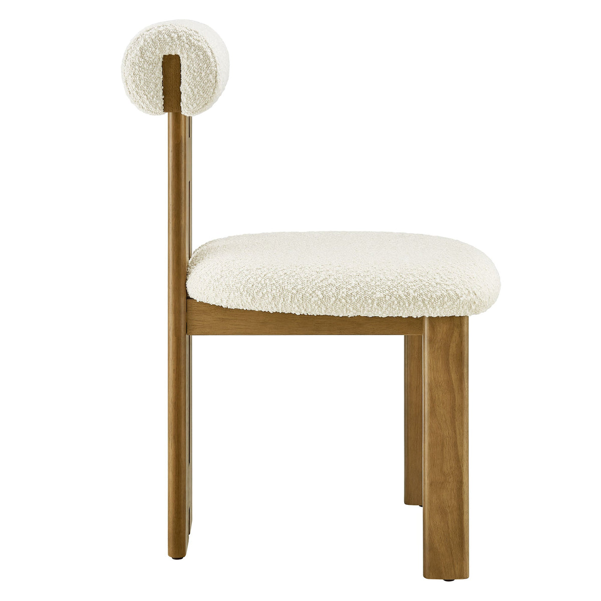 Torian Boucle Fabric Dining Chair set of 2 beige boucle upholstery with natural wood legs on Tampa Home & Garden Store