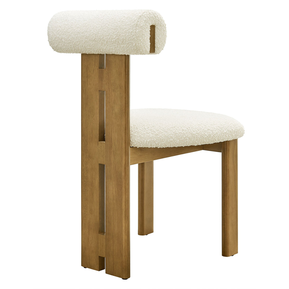 Torian Boucle Dining Chair Set of 2 by Modway with beige boucle upholstery and wood frame on Tampa Home & Garden Store