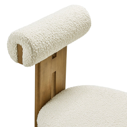 Torian Boucle Fabric Dining Chair Set of 2 ivory boucle with wooden legs by Modway on Tampa Home & Garden Store