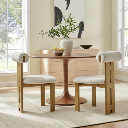 Torian Boucle Fabric Dining Chair set of 2 in ivory boucle with wood legs Modway on Tampa Home & Garden Store