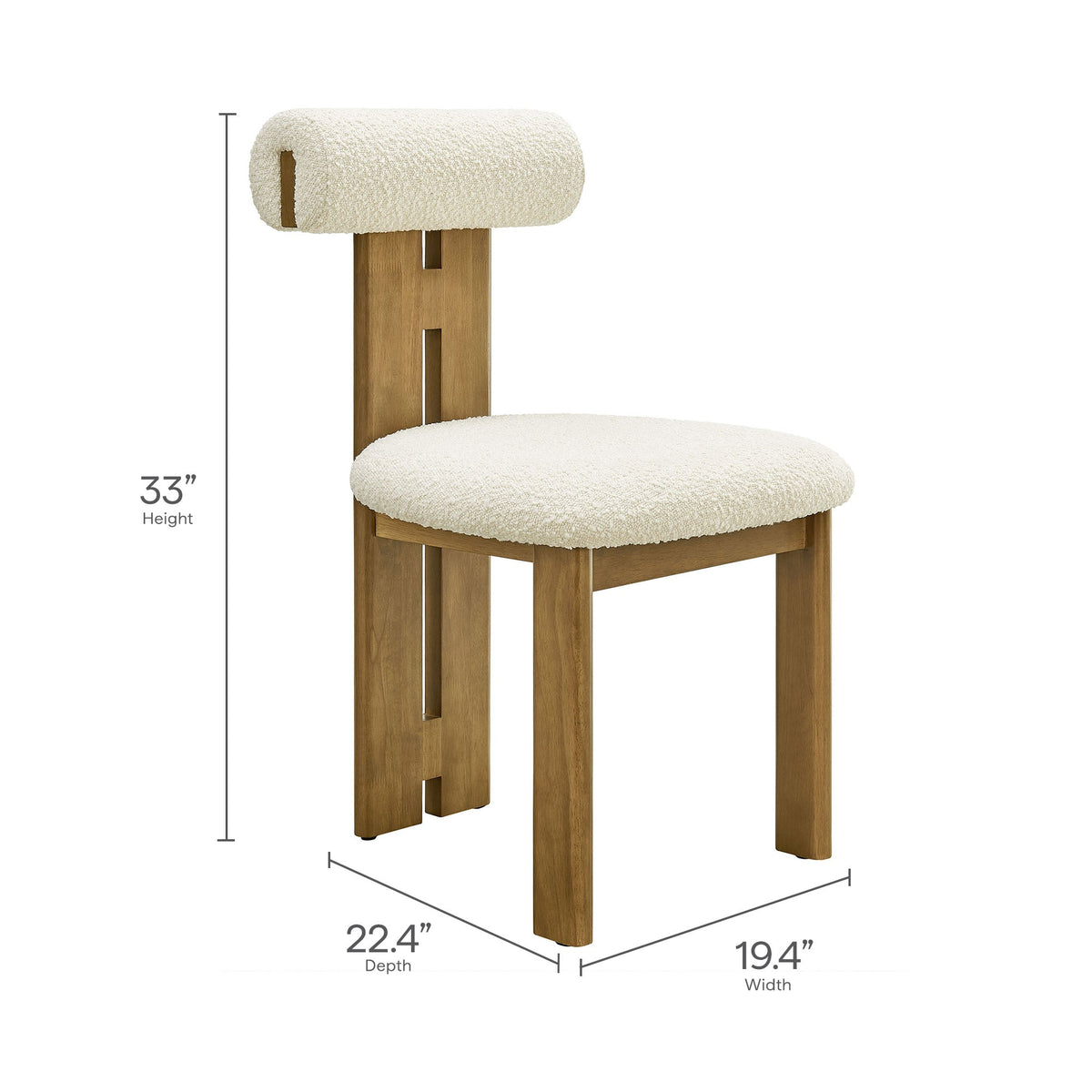Torian Boucle Fabric Dining Chair Set of 2, cream boucle on wood frame by HouseOfZazla on Tampa Home & Garden Store