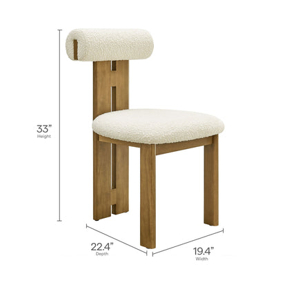 Torian Boucle Fabric Dining Chair Set of 2, cream boucle on wood frame by HouseOfZazla on Tampa Home & Garden Store