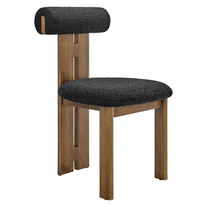 Torian Boucle Dining Chairs, set of 2, charcoal boucle upholstery with wood legs on Tampa Home & Garden Store