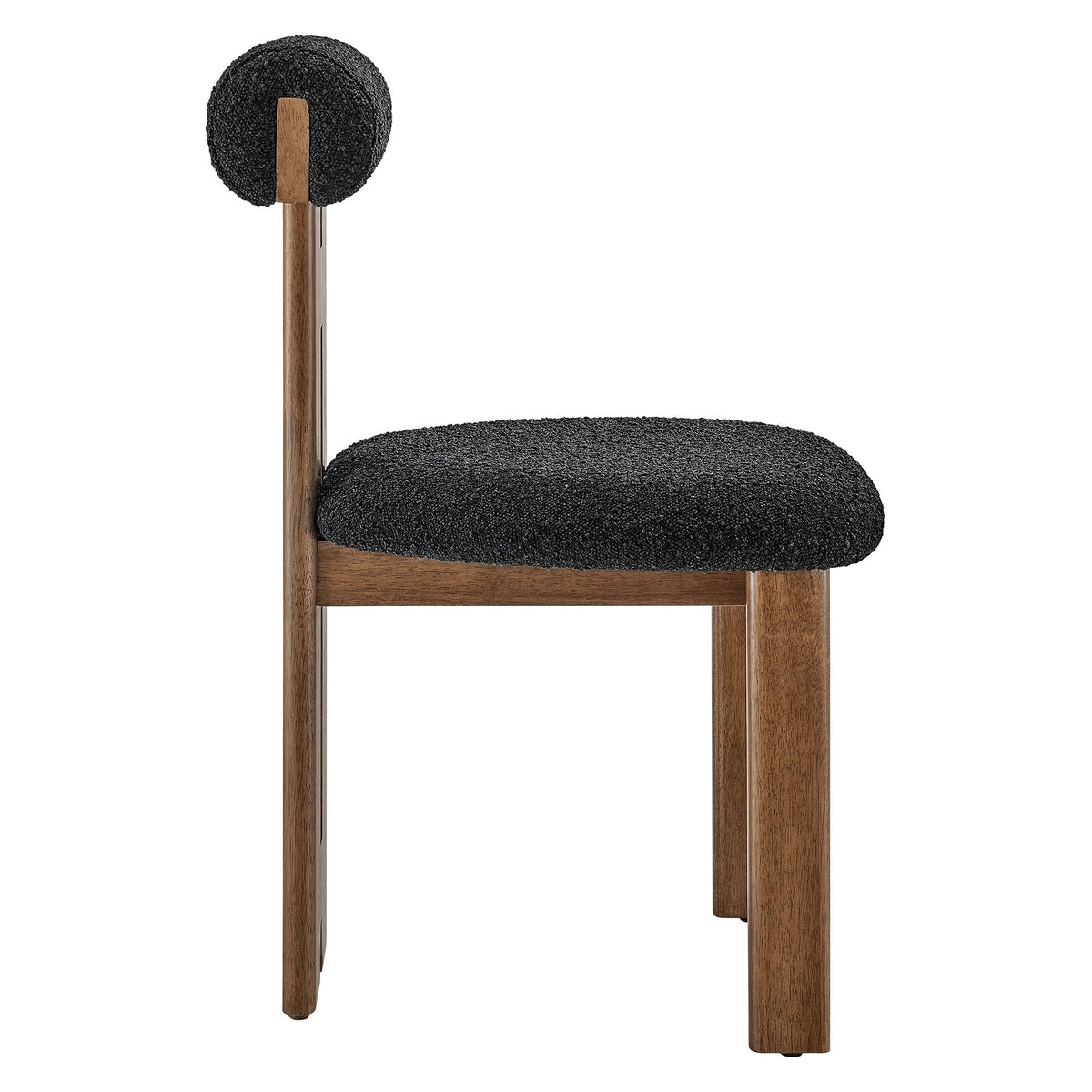 Torian Boucle Fabric Dining Chair set of 2 with black boucle upholstery and wood frame on Tampa Home & Garden Store