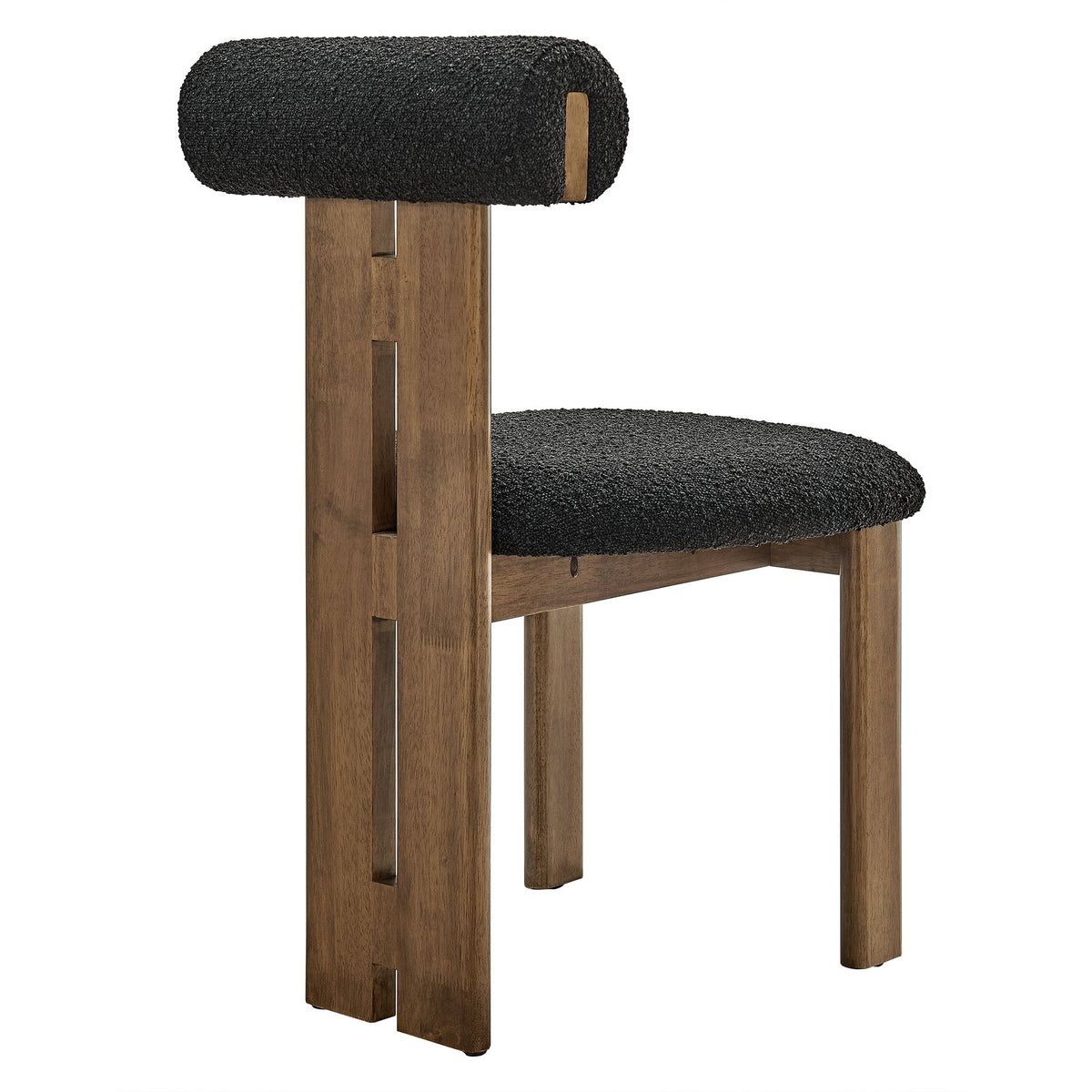 Modway Torian Boucle Fabric Dining Chair set of 2 with dark charcoal upholstery and wood frame on Tampa Home & Garden Store