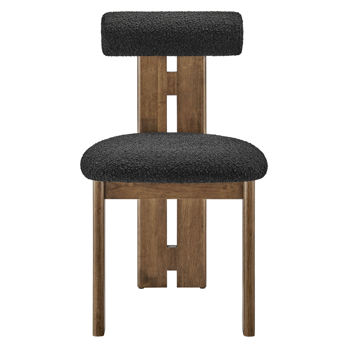 Torian Boucle Fabric Dining Chair Set of 2 by Modway with black boucle fabric and wood legs on Tampa Home & Garden Store