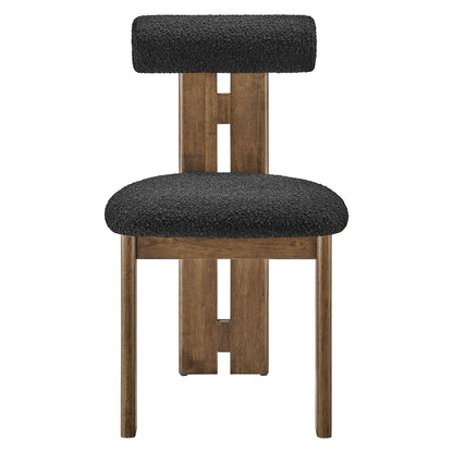 Torian Boucle Fabric Dining Chair Set of 2 by Modway with black boucle fabric and wood legs on Tampa Home & Garden Store