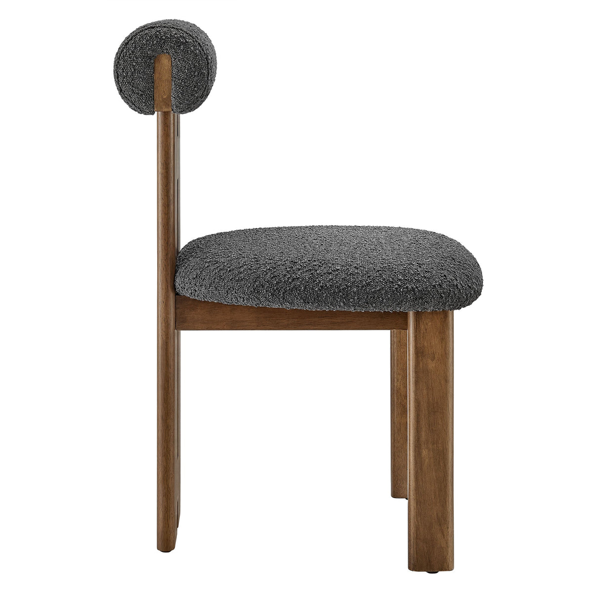 Torian Boucle Fabric Dining Chair set of 2 with dark gray boucle upholstery and warm wood legs on Tampa Home & Garden Store