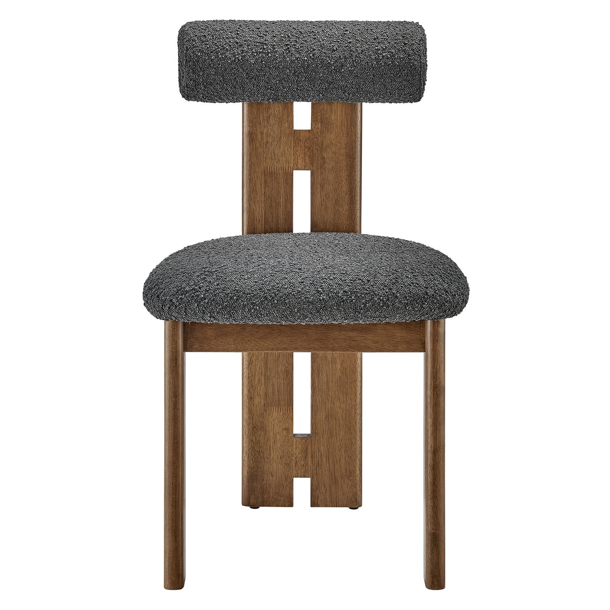 Torian Boucle Dining Chair set of 2 with charcoal gray boucle upholstery and wood legs on Tampa Home & Garden Store