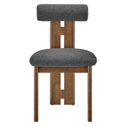 Torian Boucle Dining Chair set of 2 with charcoal gray boucle upholstery and wood legs on Tampa Home & Garden Store