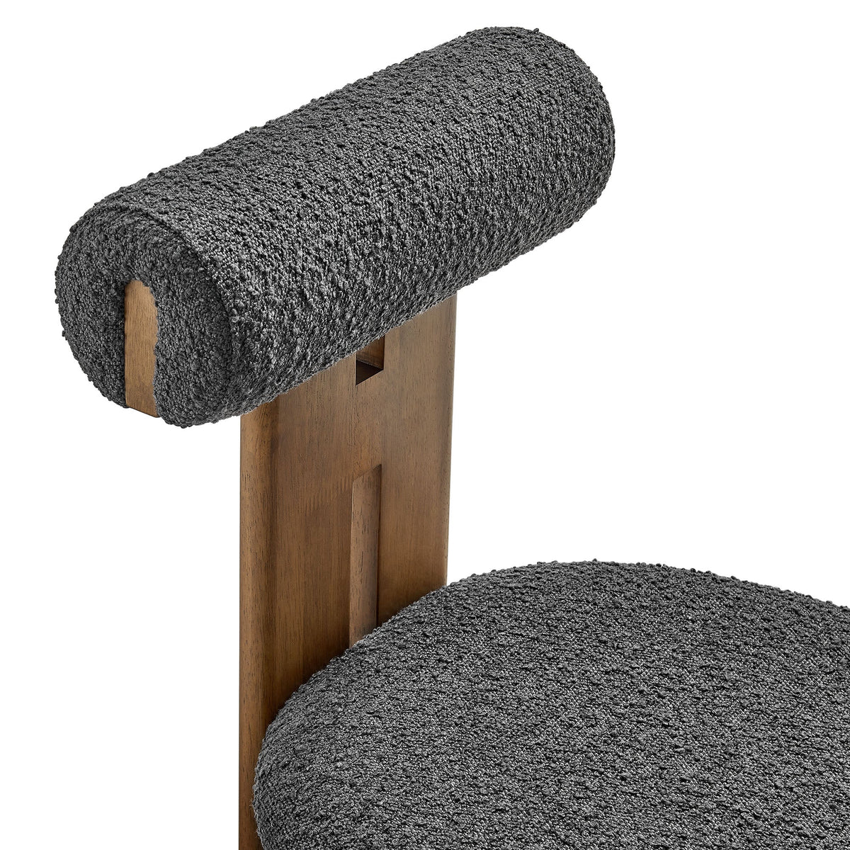 Torian Boucle Fabric Dining Chair Set of 2 in charcoal with wooden legs on Tampa Home & Garden Store