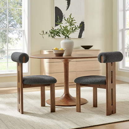 Torian Boucle Dining Chairs set of 2 with gray boucle upholstery and wooden frames by Modway on Tampa Home & Garden Store