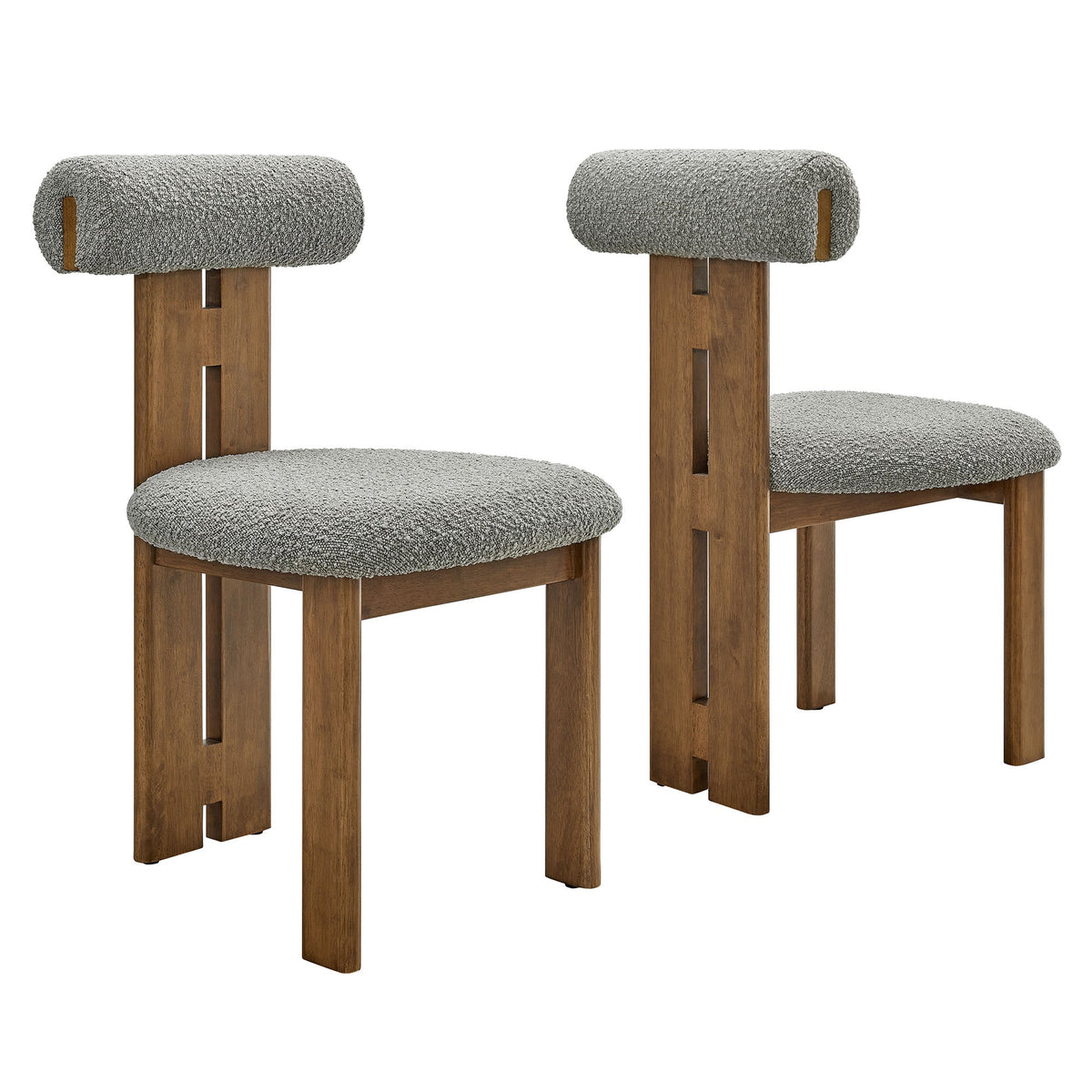 Dining Chair set of 2 Torian Boucle with gray upholstery and wood legs on Tampa Home & Garden Store