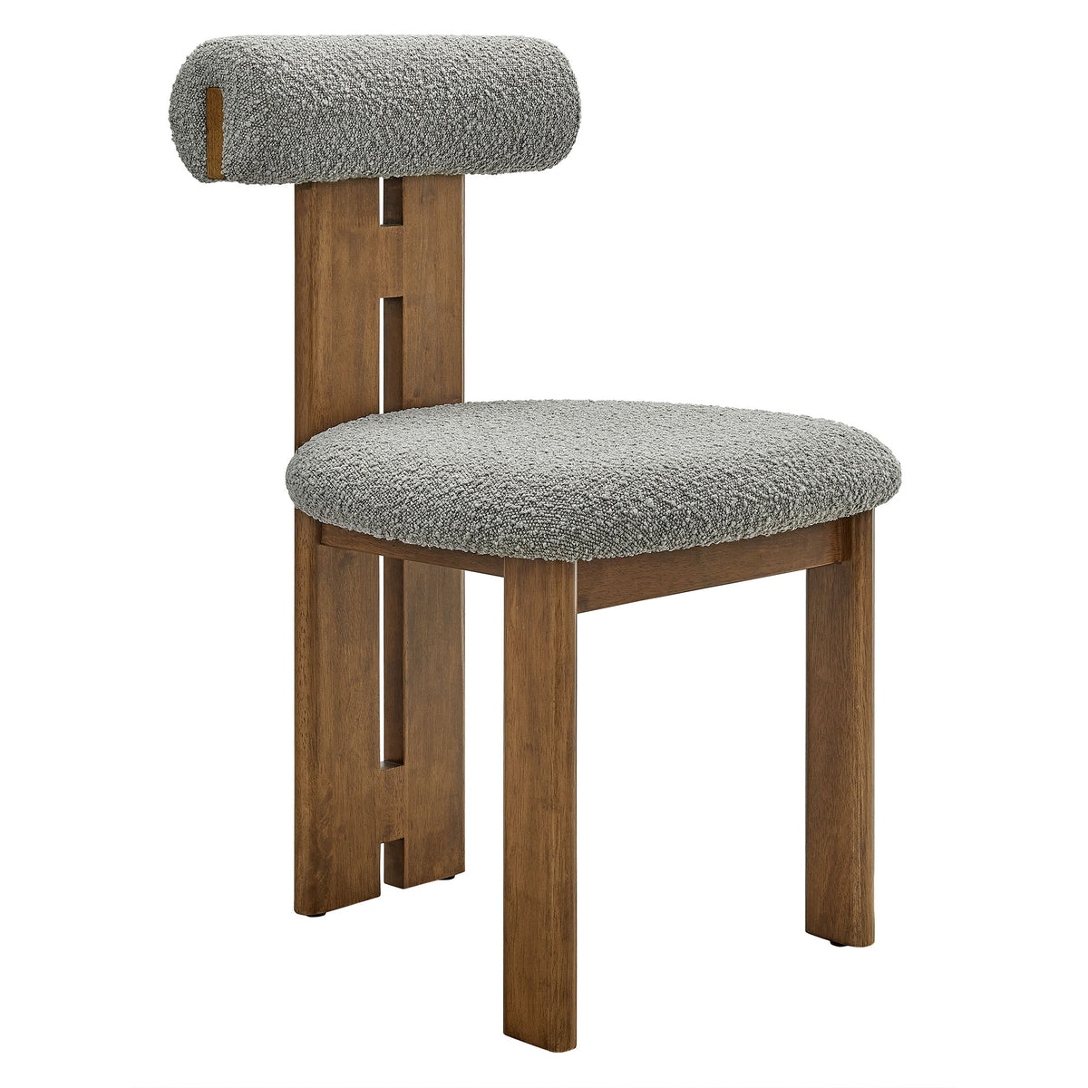 Torian Boucle Fabric Dining Chair gray boucle with wooden frame set of 2 on Tampa Home & Garden Store