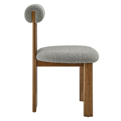 Torian Boucle Fabric Dining Chair set of 2 with grey boucle upholstery and wooden frame on Tampa Home & Garden Store