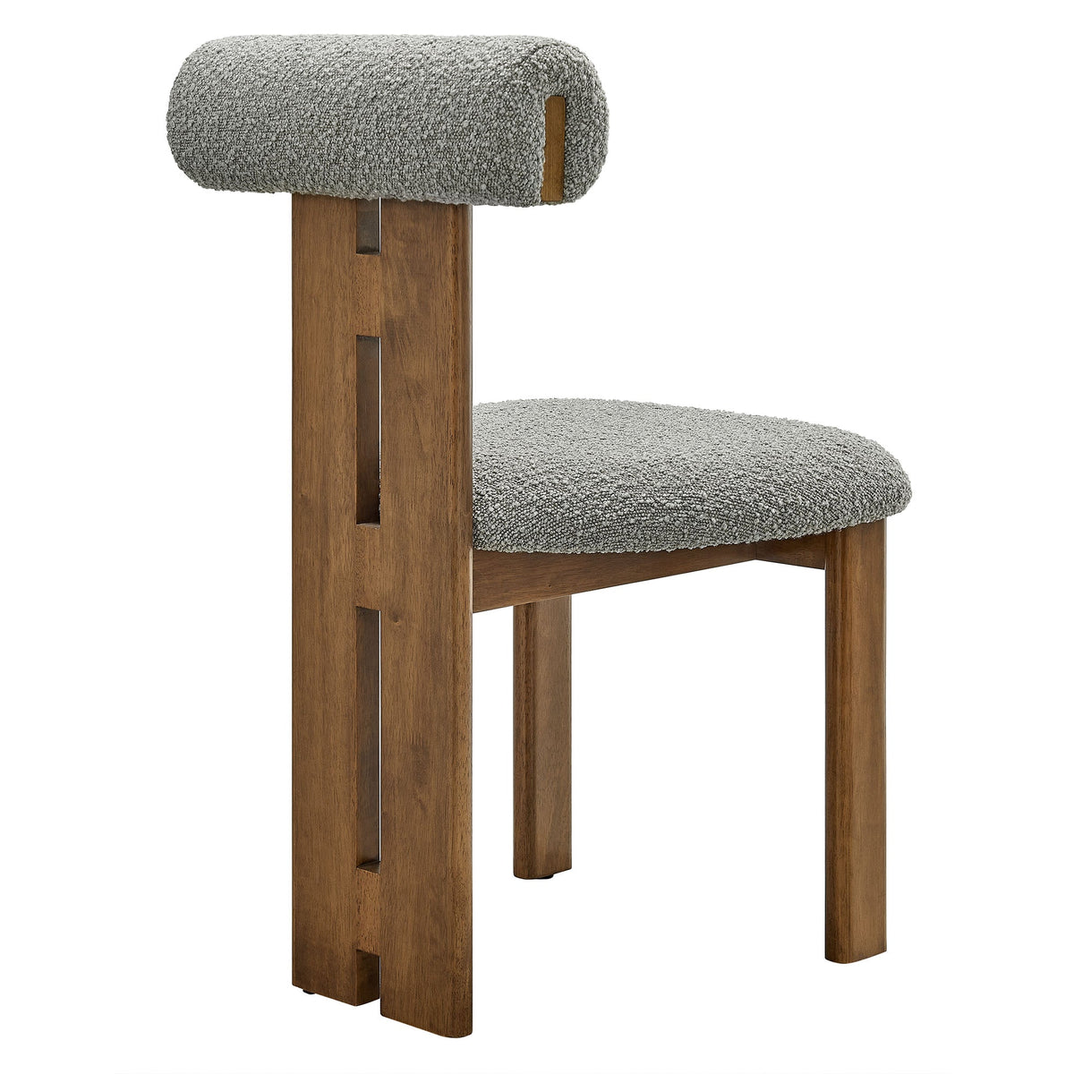 Torian Boucle Fabric Dining Chair Set of 2 by Modway, gray boucle upholstery with wood frame on Tampa Home & Garden Store