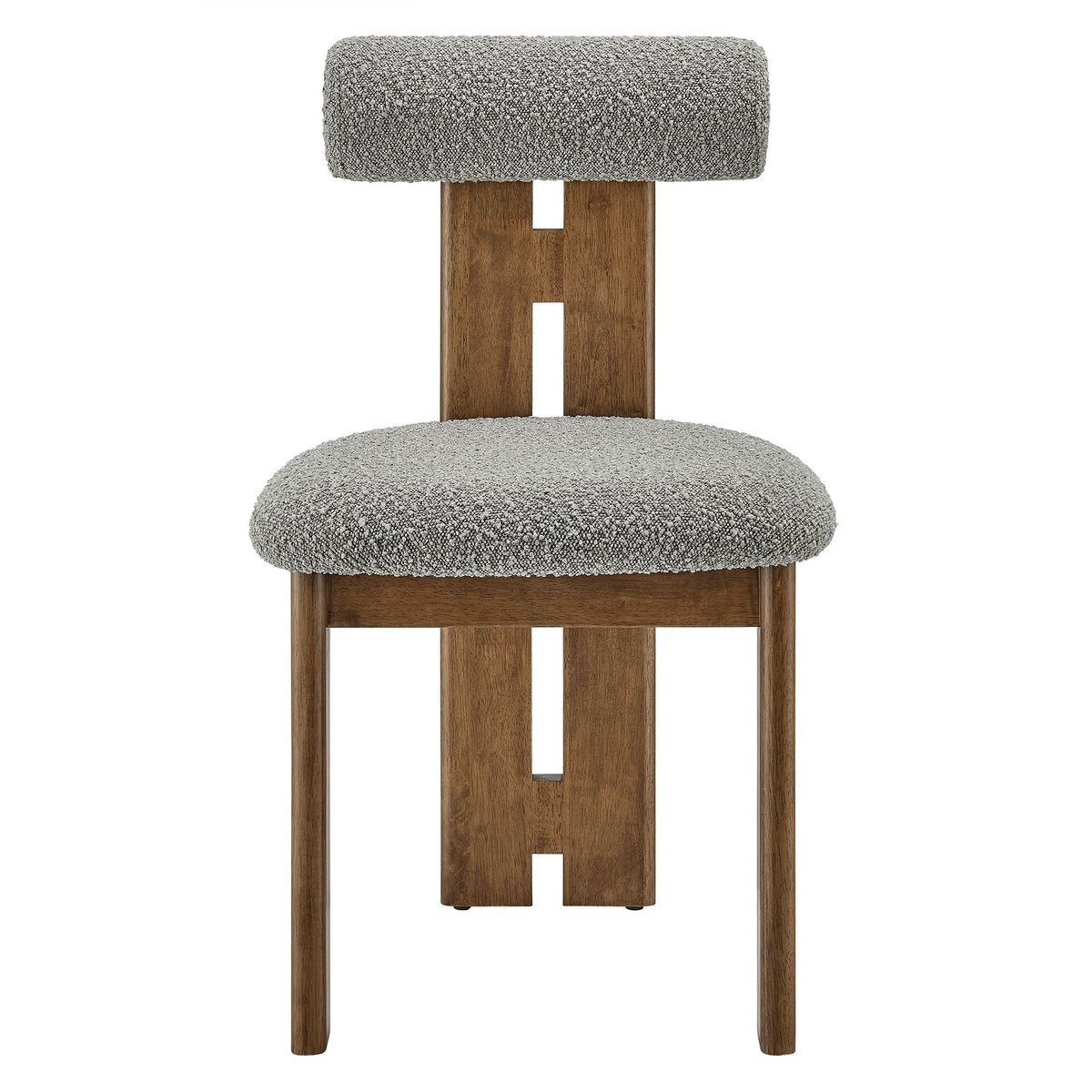 Torian Boucle Fabric Dining Chair Set of 2 in gray boucle with wood legs on Tampa Home & Garden Store
