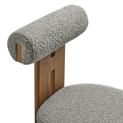 Torian Boucle Fabric Dining Chair set of 2 by Modway, grey boucle with wood legs on Tampa Home & Garden Store