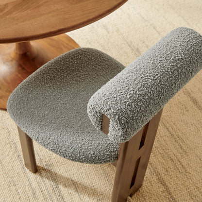 Torian Boucle Fabric Dining Chair Set of 2 by Modway with gray boucle upholstery wooden legs on Tampa Home & Garden Store