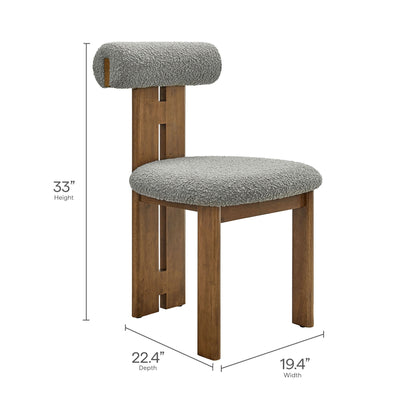 Torian Boucle Chairs by Modway 2 gray boucle fabric with wood legs on Tampa Home & Garden Store