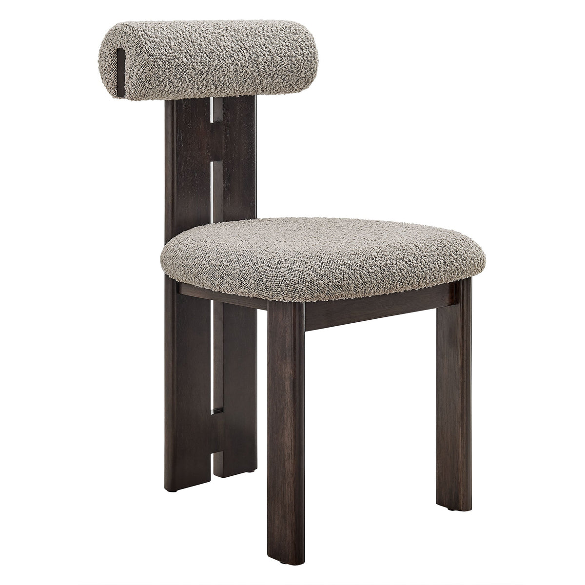 Torian Boucle Dining Chair set of 2 in beige boucle with dark wood legs by Modway on Tampa Home & Garden Store