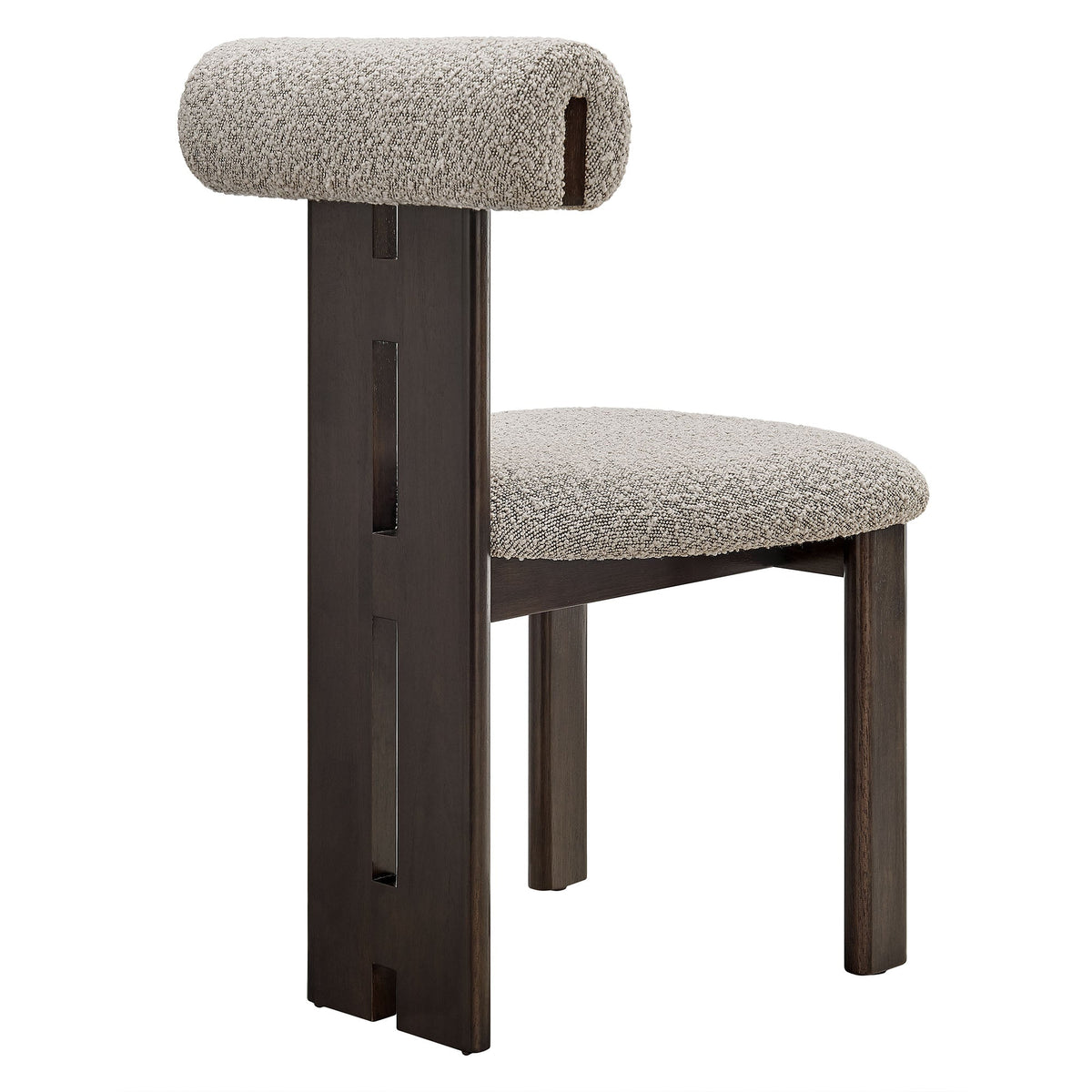 Torian Boucle Fabric Dining Chair by Modway set of 2 in beige boucle with dark wood frame on Tampa Home & Garden Store